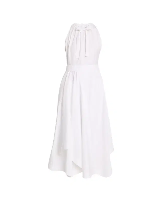 Givenchy Sleeveless Gathered Asymmetric Cotton Midi Dress