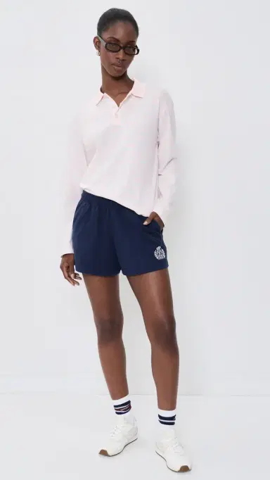 Sporty & Rich Signature Logo Easy Polo Clear Pink/Mist/White White | Thumbnail 2