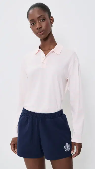 Sporty & Rich Signature Logo Easy Polo Clear Pink/Mist/White White | Thumbnail 3