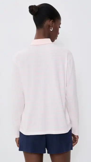 Sporty & Rich Signature Logo Easy Polo Clear Pink/Mist/White White | Thumbnail 4