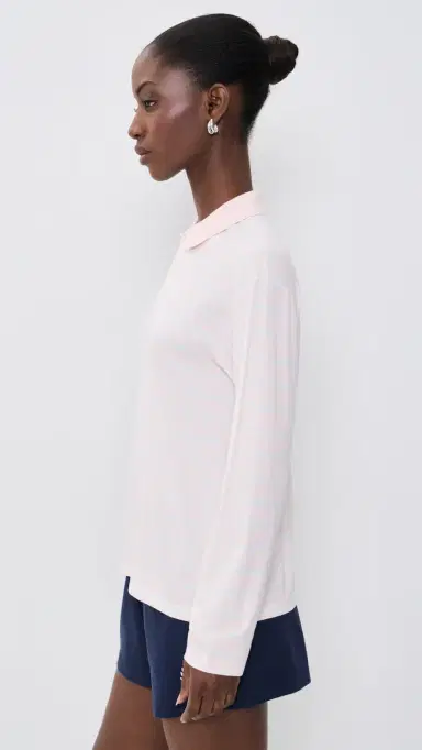 Sporty & Rich Signature Logo Easy Polo Clear Pink/Mist/White White | Thumbnail 5