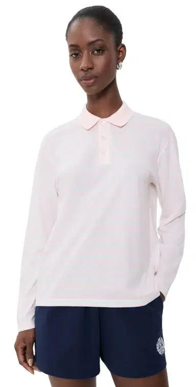 Sporty & Rich Signature Logo Easy Polo Clear Pink/Mist/White White | Thumbnail 1