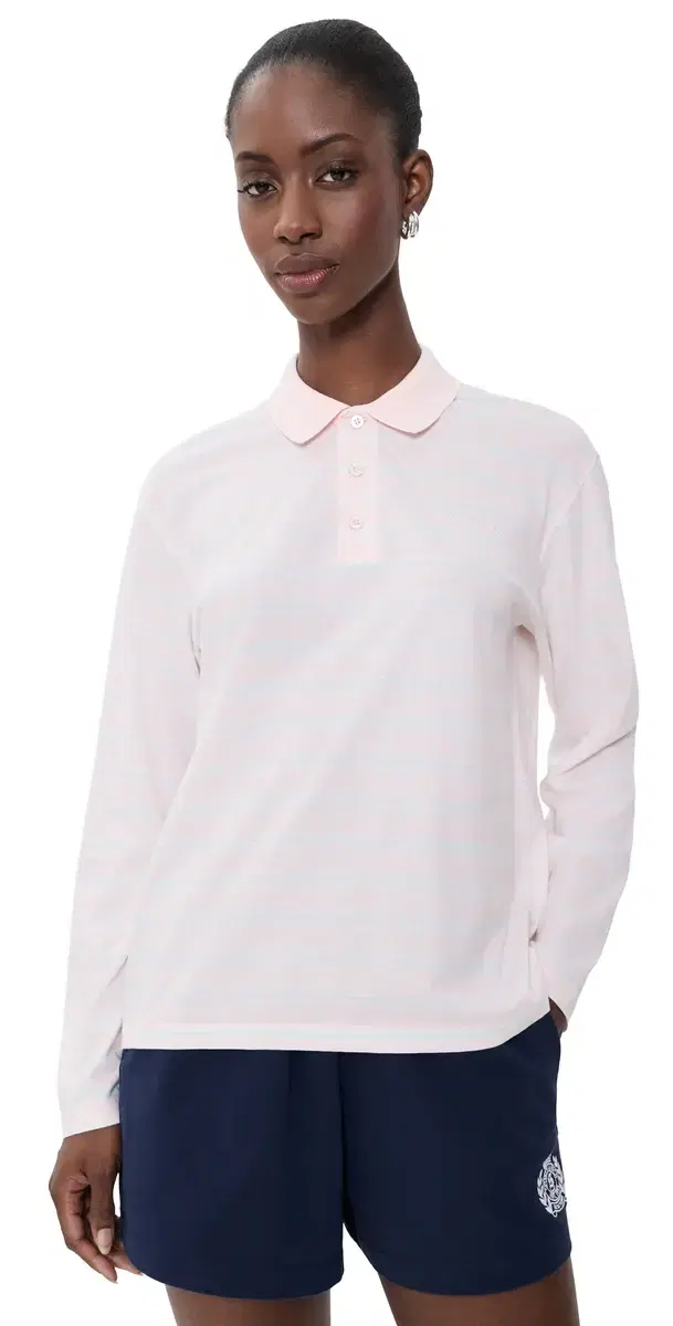 Sporty & Rich ignature Logo Easy Polo Clear Pink/Mist/White White