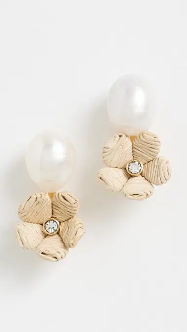Lele Sadoughi Floral Double Drop Stud Earrings Natural | Thumbnail 2