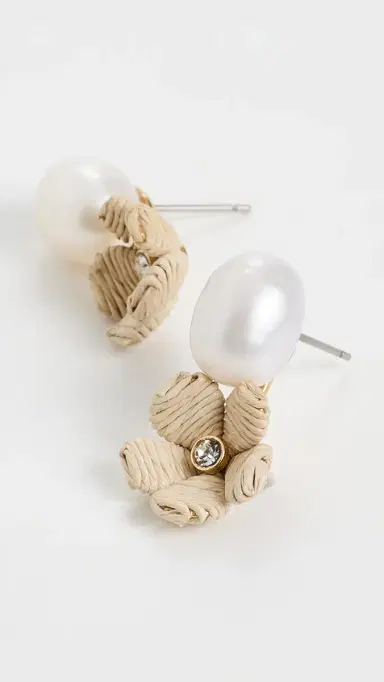 Lele Sadoughi Floral Double Drop Stud Earrings Natural | Thumbnail 4