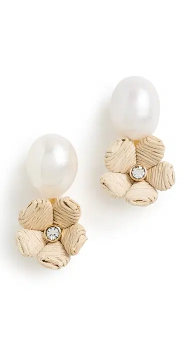 Lele Sadoughi Floral Double Drop Stud Earrings Natural | Thumbnail 5