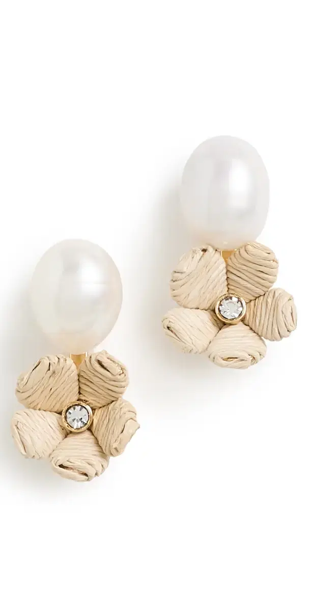 Lele Sadoughi Floral Double Drop Stud Earrings Natural One Size