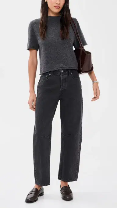 Madewell The Darted Barrel-Leg Jeans Washed Black | Thumbnail 5