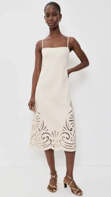 Ulla Johnson The Jane Eyelet Denim Dress Cowrie 6 | Thumbnail 2 Ulla Johnson The Jane Eyelet Denim Dress Cowrie 6 | Thumbnail 2