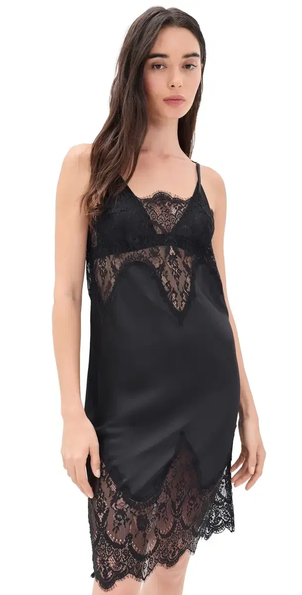 Bias Slip Dress with ace Black