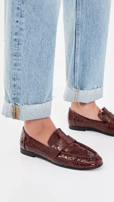 Black Suede Studio Arrow Loafers Cinnamon Croc Patent Leather 37 | Thumbnail 3