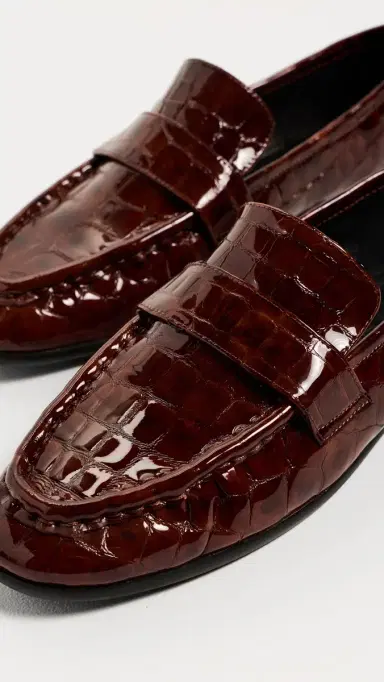 Black Suede Studio Arrow Loafers Cinnamon Croc Patent Leather 37 | Thumbnail 6