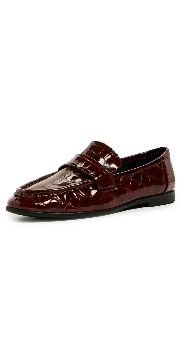 Black Suede Studio Arrow Loafers Cinnamon Croc Patent Leather