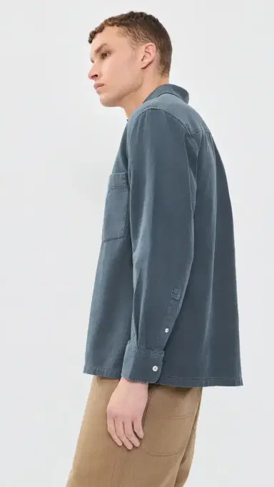 OFFICINE GÉNÉRALE Jordy Twill Polo Top Denim Blue | Thumbnail 4 OFFICINE GÉNÉRALE Jordy Twill Polo Top Denim Blue | Thumbnail 4