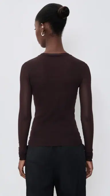 MEIMEIJ Tulle Long Sleeve Fitted Top Castagna 42 | Thumbnail 3