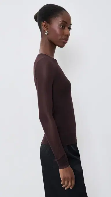 MEIMEIJ Tulle Long Sleeve Fitted Top Castagna 42 | Thumbnail 4