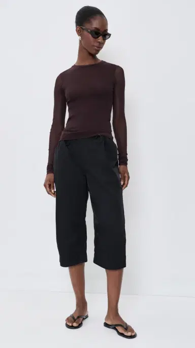 MEIMEIJ Tulle Long Sleeve Fitted Top Castagna 42 | Thumbnail 5