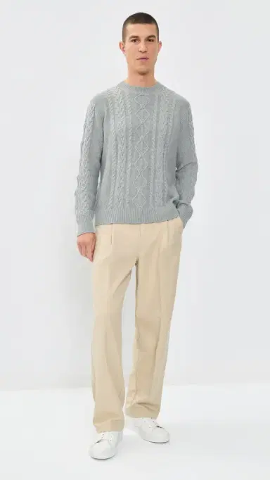 Asher Andre Cable Knit Crewneck Sweater Heather Grey | Thumbnail 5 Asher Andre Cable Knit Crewneck Sweater Heather Grey | Thumbnail 5