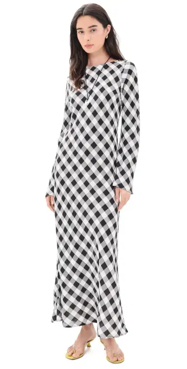 VRG GRL Jean Maxi Dress Black Check | Thumbnail 1