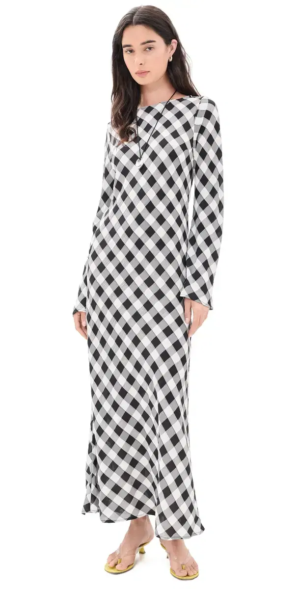 VRG GRL Jean Maxi Dress Black Check