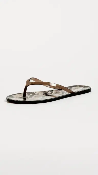 Black Suede Studio Crystal Jelly Flip Flops Snake/Brown | Thumbnail 2