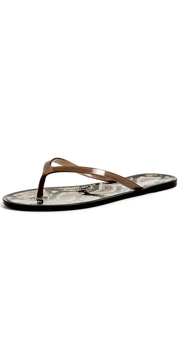 Crystal Jelly Flip Flops Snake/Brown