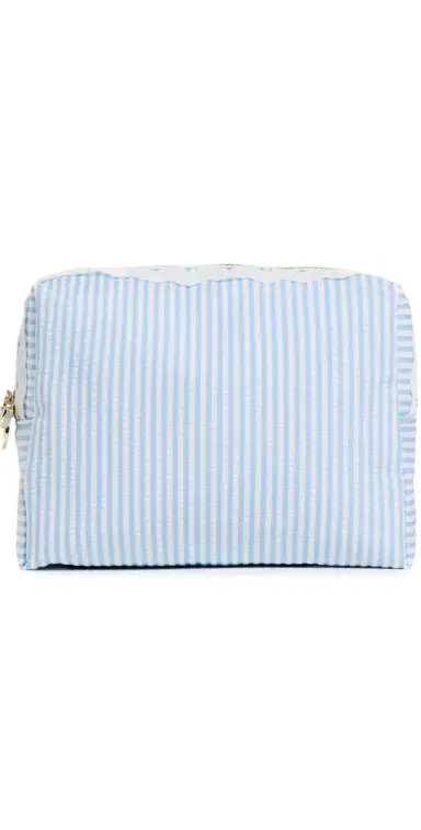 Stoney Clover Lane Large Pouch Blue Seersucker One Size | Thumbnail 1 Stoney Clover Lane Large Pouch Blue Seersucker One Size | Thumbnail 1
