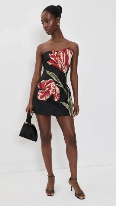 Alice + Olivia Katia Embellished Strapless Lantern Mini Dress Soft Tulip Black 6 | Thumbnail 5 Alice + Olivia Katia Embellished Strapless Lantern Mini Dress Soft Tulip Black 6 | Thumbnail 5