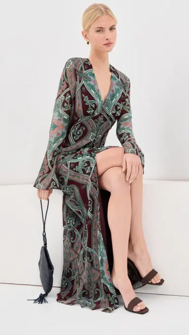 Veronica Beard Daciana Silk Maxi Dress Raisin Multi 4 | Thumbnail 2