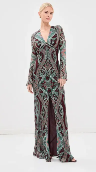 Veronica Beard Daciana Silk Maxi Dress Raisin Multi 4 | Thumbnail 3