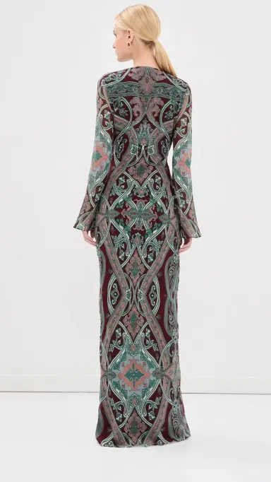 Veronica Beard Daciana Silk Maxi Dress Raisin Multi 4 | Thumbnail 4