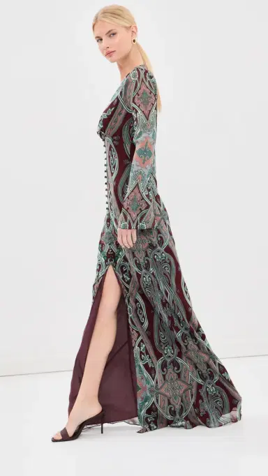 Veronica Beard Daciana Silk Maxi Dress Raisin Multi 4 | Thumbnail 5