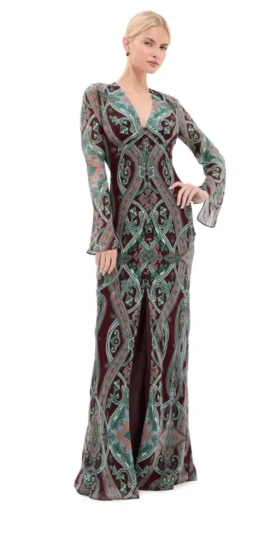 Veronica Beard Daciana Silk Maxi Dress Raisin Multi 4 | Thumbnail 1