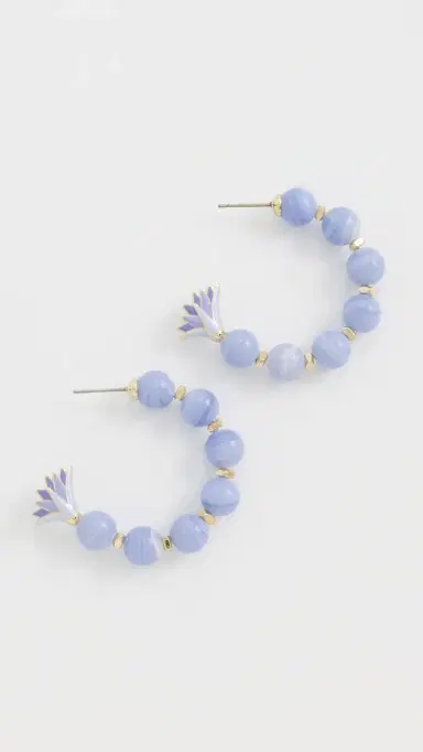 Lele Sadoughi Enamel Lotus Hoop Earrings Lavender One Size | Thumbnail 2