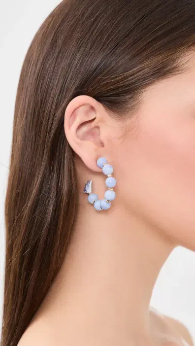 Lele Sadoughi Enamel Lotus Hoop Earrings Lavender One Size | Thumbnail 3