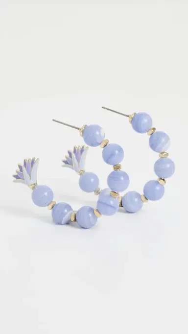 Lele Sadoughi Enamel Lotus Hoop Earrings Lavender One Size | Thumbnail 4