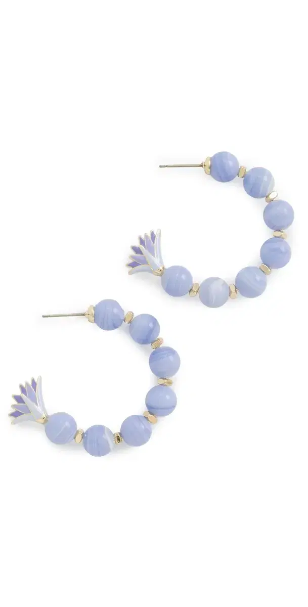 Lele Sadoughi Enamel Lotus Hoop Earrings Lavender One Size