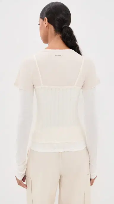 Acne Studios Long Sleeve Layered T-Shirt White/Off White | Thumbnail 3