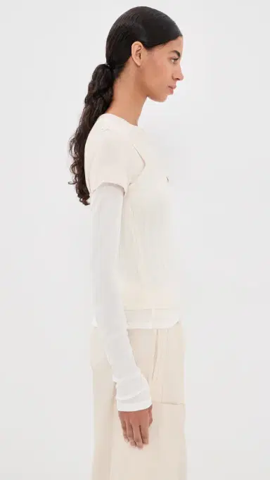 Acne Studios Long Sleeve Layered T-Shirt White/Off White | Thumbnail 4