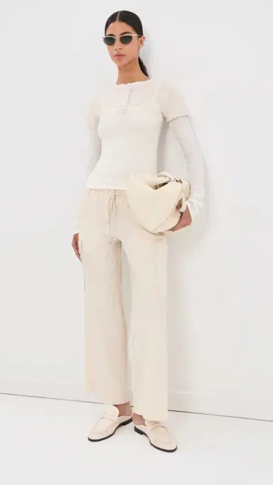 Acne Studios Long Sleeve Layered T-Shirt White/Off White | Thumbnail 5