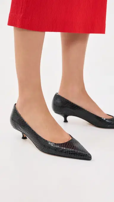 aeyde Cari Mini Snake Print Leather Pumps Moss | Thumbnail 3