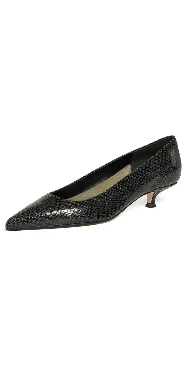 AEYDE Cari Mini Snake Print Leather Pumps Moss