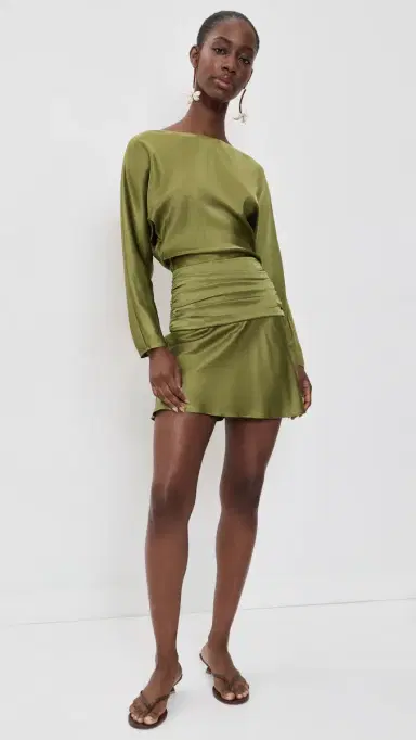 Staud Freda Silk Mini Dress Pear | Thumbnail 5 Staud Freda Silk Mini Dress Pear | Thumbnail 5