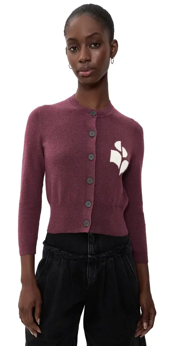 Isabel Marant Étoile Newton Intarsia Cardigan Burgundy