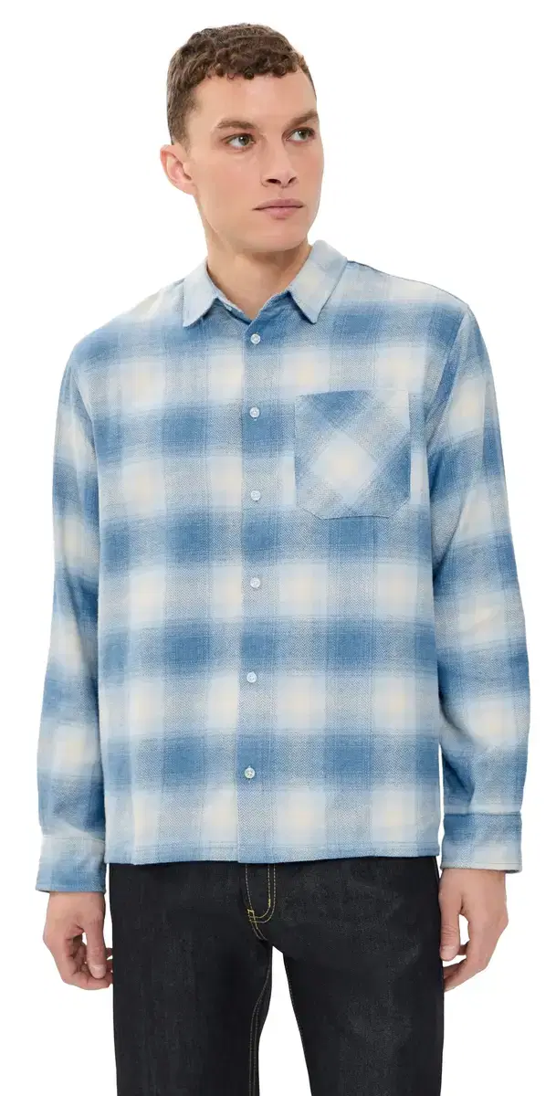 Naked & Famous Denim True upple Flannel Faded Indigo
