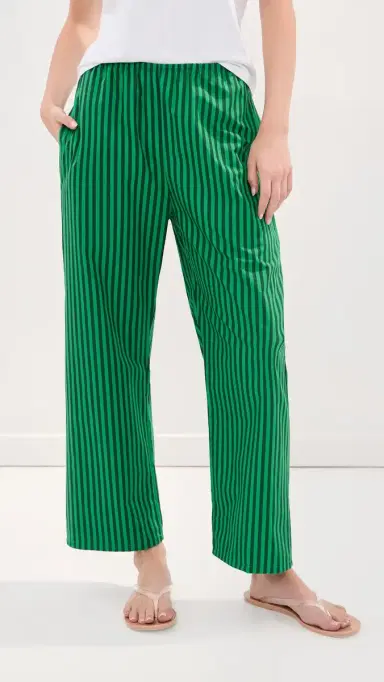 LE BOP Kelsey Cropped Mid Rise Pants Green/Dark Green Stripe M | Thumbnail 2