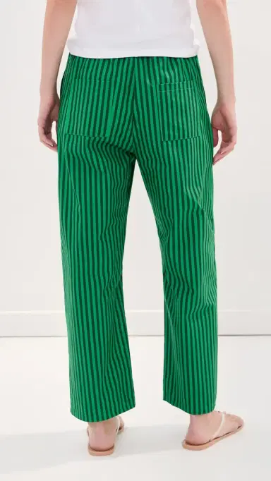 LE BOP Kelsey Cropped Mid Rise Pants Green/Dark Green Stripe M | Thumbnail 3