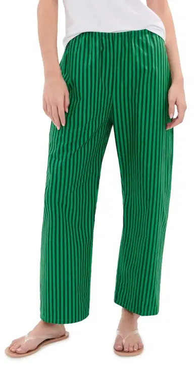 LE BOP Kelsey Cropped Mid Rise Pants Green/Dark Green Stripe M | Thumbnail 1