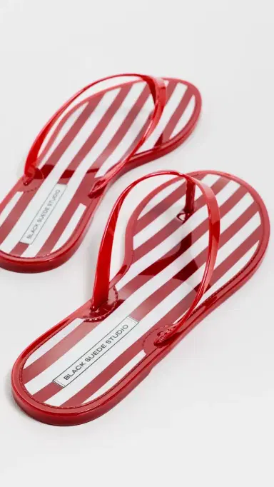 Black Suede Studio Crystal Jelly Flip Flops Red Stripe | Thumbnail 4