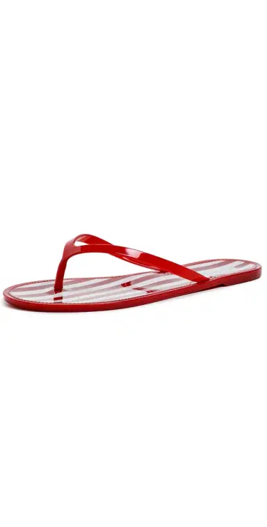 Black Suede Studio Crystal Jelly Flip Flops Red Stripe | Thumbnail 1